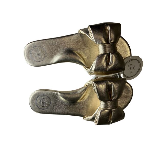 Soléi Sea Gold Bow Slide Sandals – Size 7 / EU 38 – Made in Brazil - Picture 4 of 8